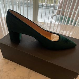 JCrew dark green velvet pumps